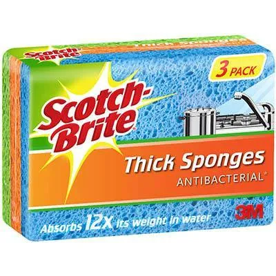 3 Pack Scotch-Brite Antibacterial Thick Sponges Pack 3