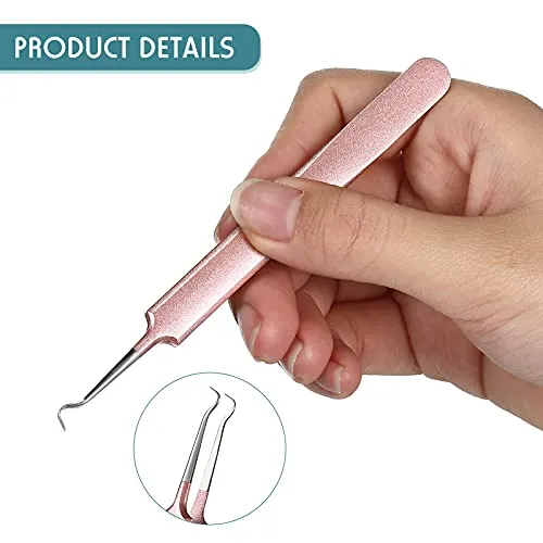 3 Pieces Blackhead Tweezers Acne Blemish Stainless Steel Blemish Extractor Tool for Remove Blackhead Acne Whitehead Pimple Bend Curved Tweezer Skin Blackhead Remover Tools (Champagne Purple)