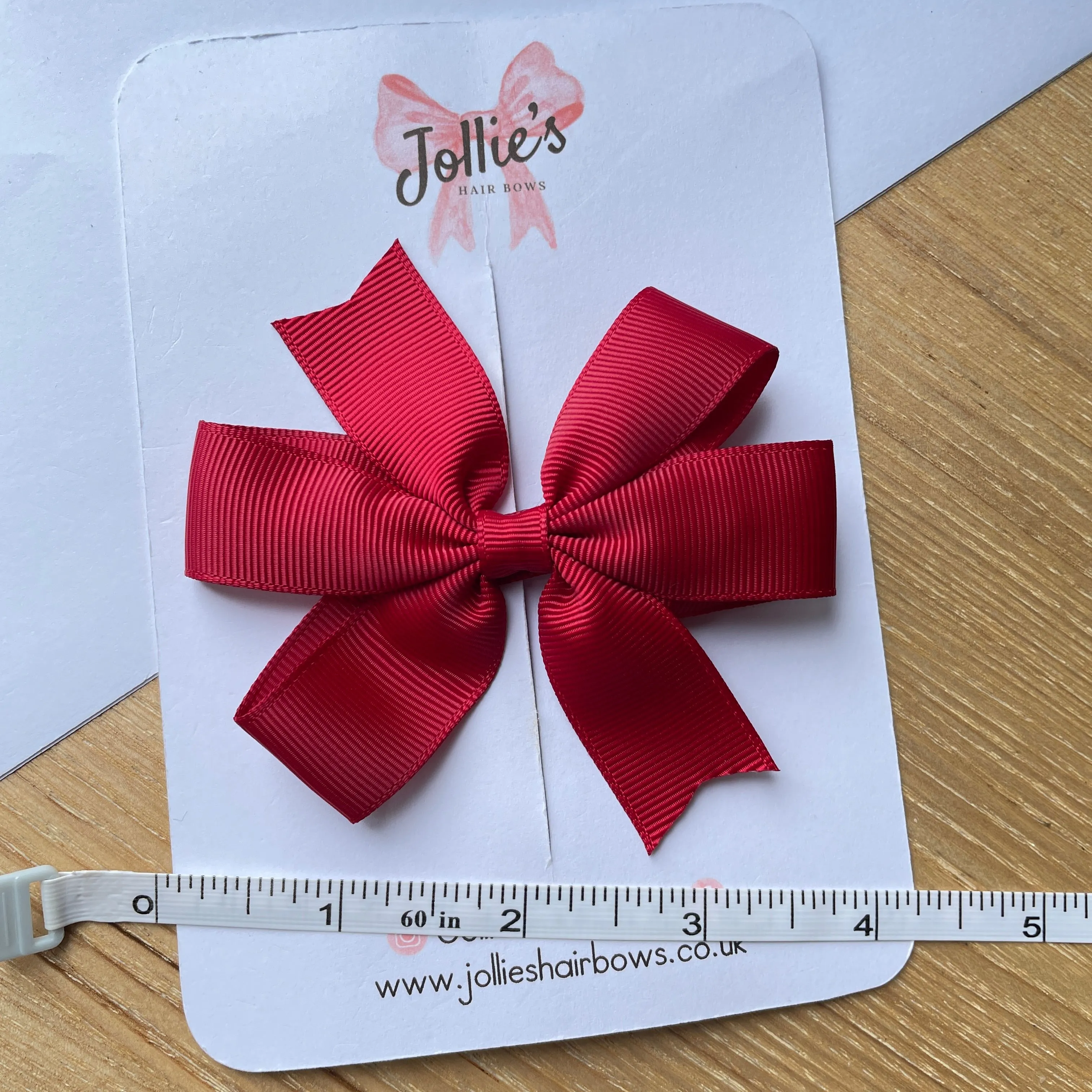 3.5inch Pinwheel Bow with Clip - Scarlet Red