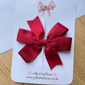 3.5inch Pinwheel Bow with Clip - Scarlet Red