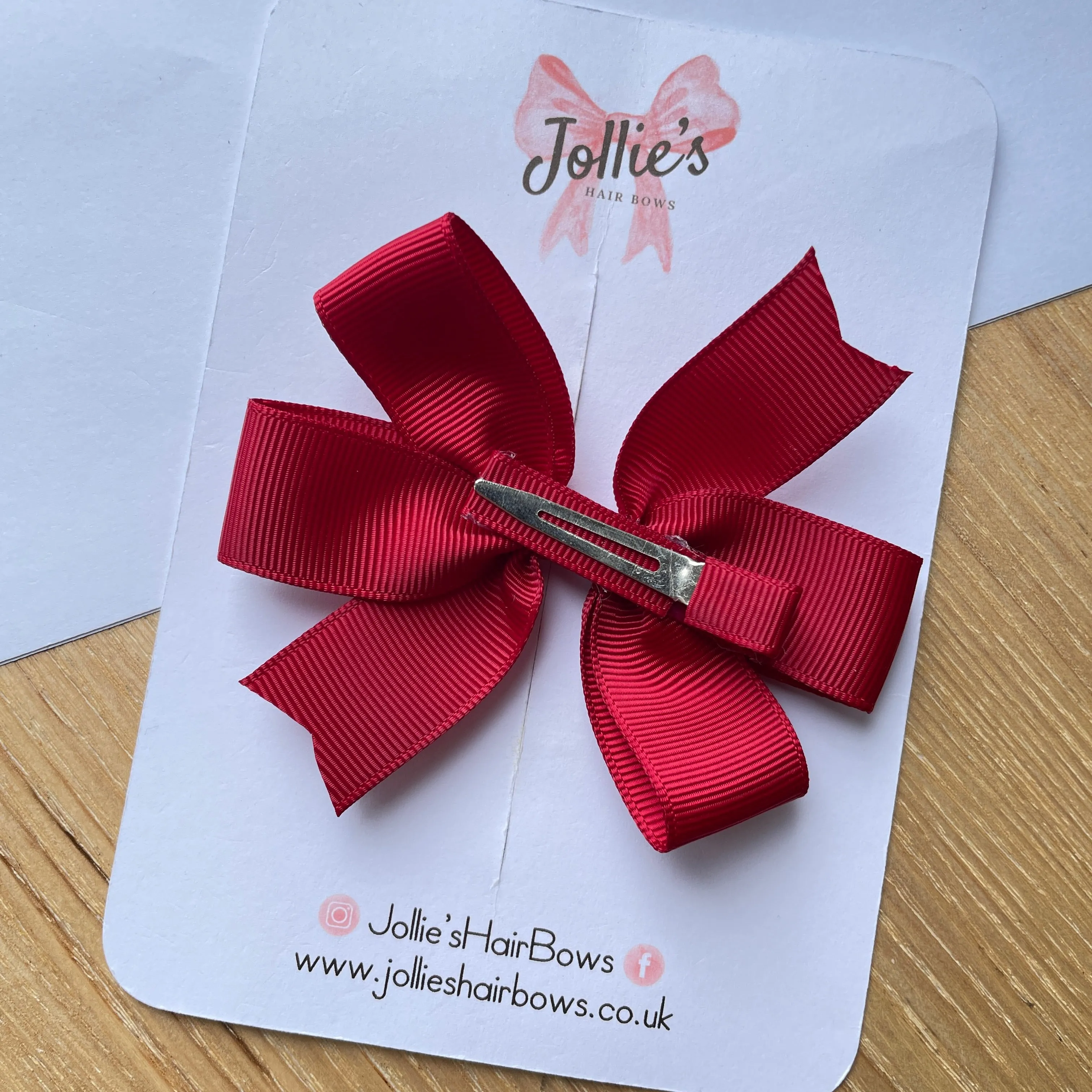 3.5inch Pinwheel Bow with Clip - Scarlet Red