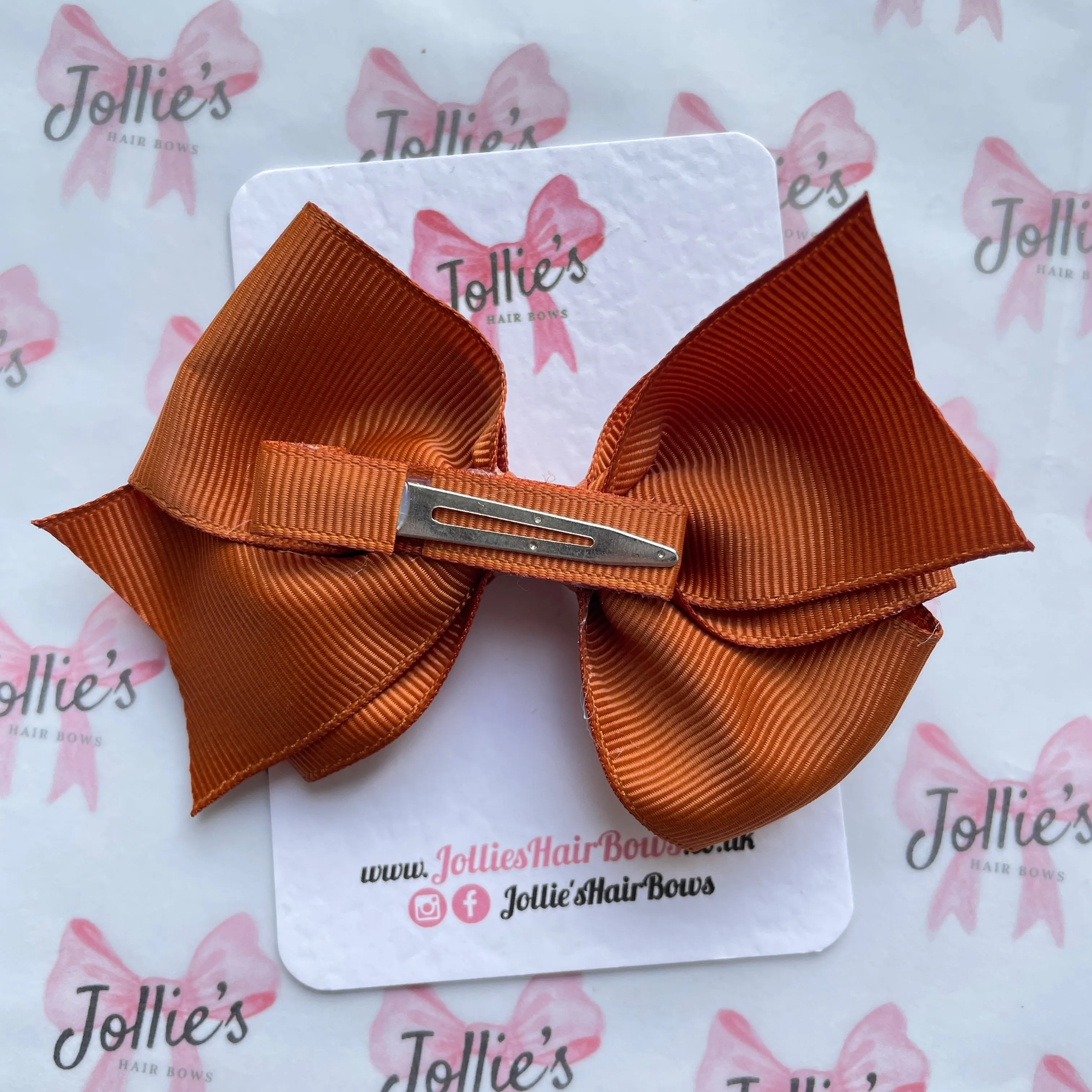 4inch Triple Layers Bow with Clip - Copper