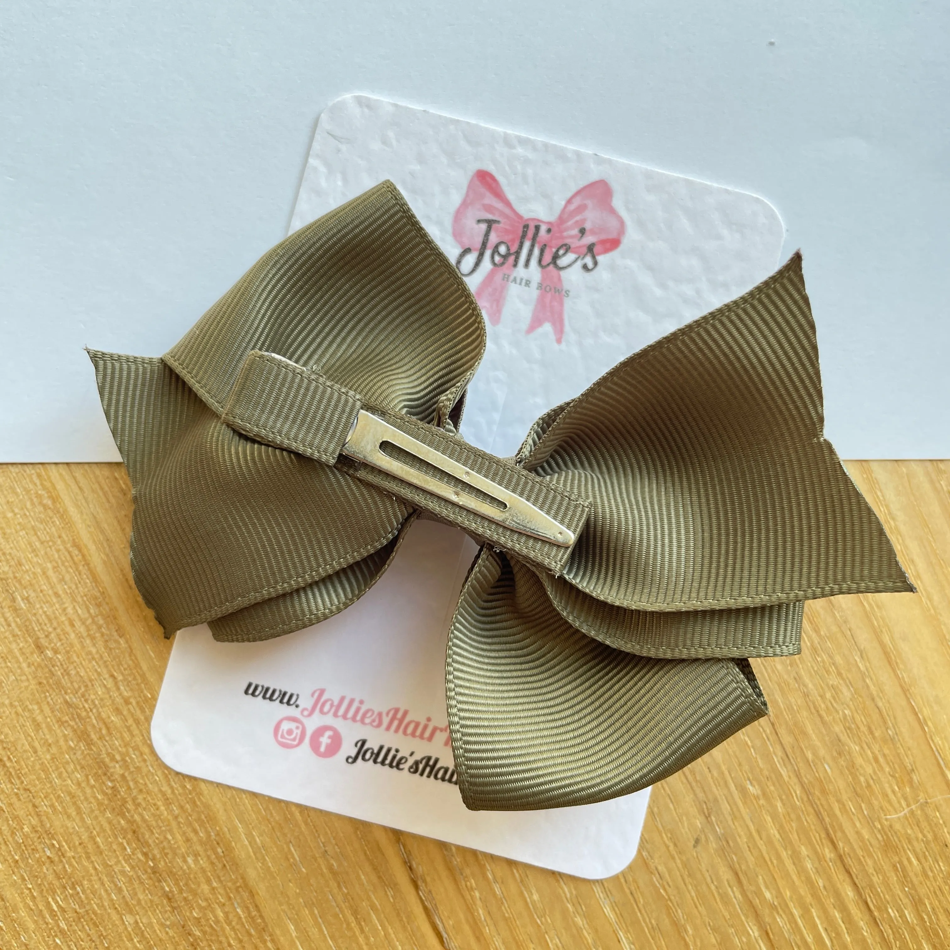4inch Triple Layers Bow with Clip - Deep Sage