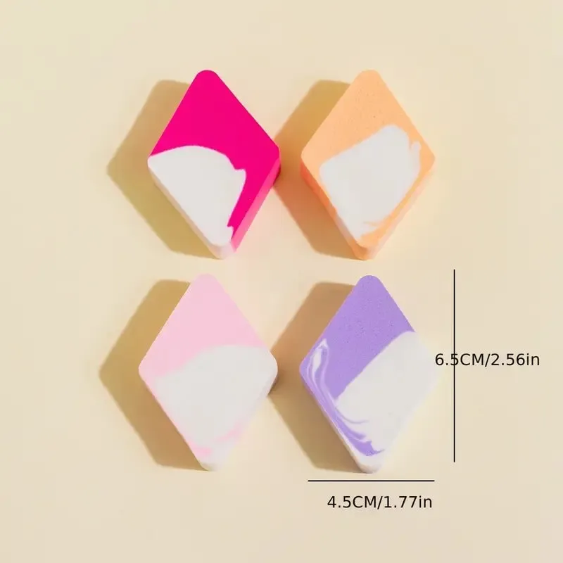 4pcs Makeup Sponge Mixed Color Diamond-shaped Multifunctional Soft Wet And Dry Use Beauty Tool Powder Saving Gifts | Parties And Daily Use
