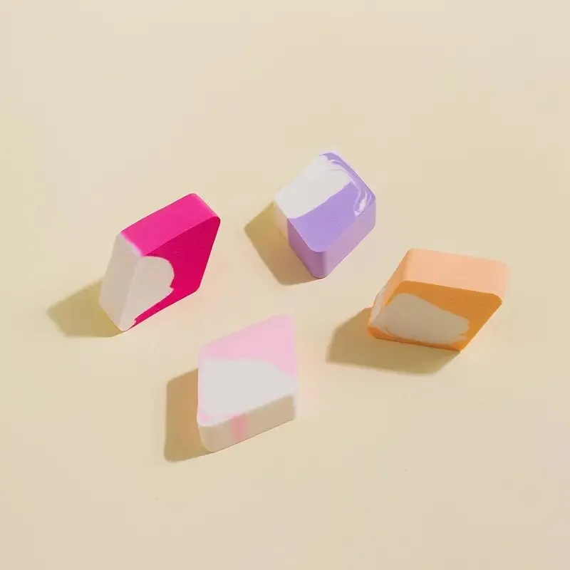 4pcs Makeup Sponge Mixed Color Diamond-shaped Multifunctional Soft Wet And Dry Use Beauty Tool Powder Saving Gifts | Parties And Daily Use