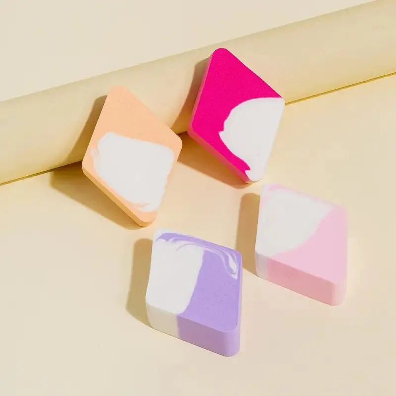 4pcs Makeup Sponge Mixed Color Diamond-shaped Multifunctional Soft Wet And Dry Use Beauty Tool Powder Saving Gifts | Parties And Daily Use