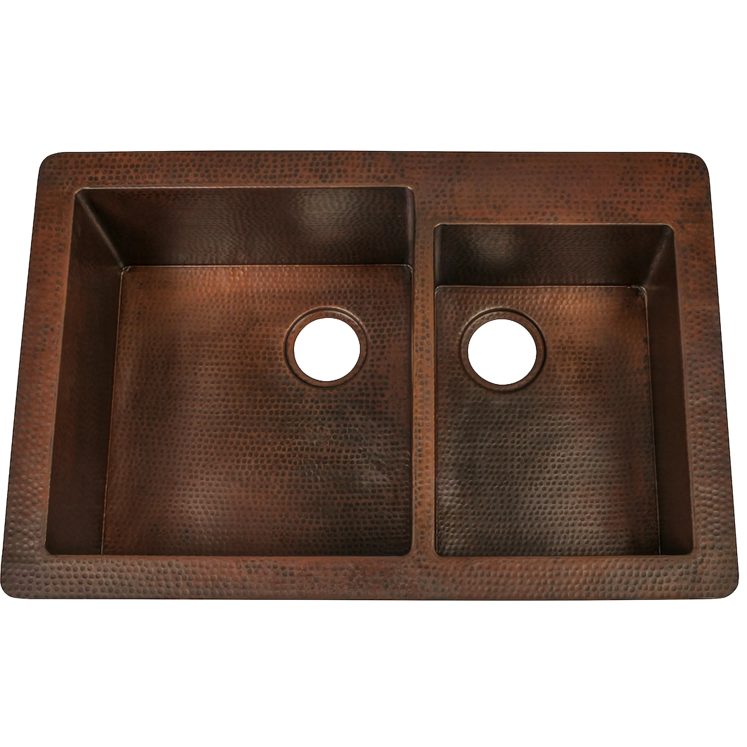 60/40 Split Copper Kitchen Sink, TCK-006AN