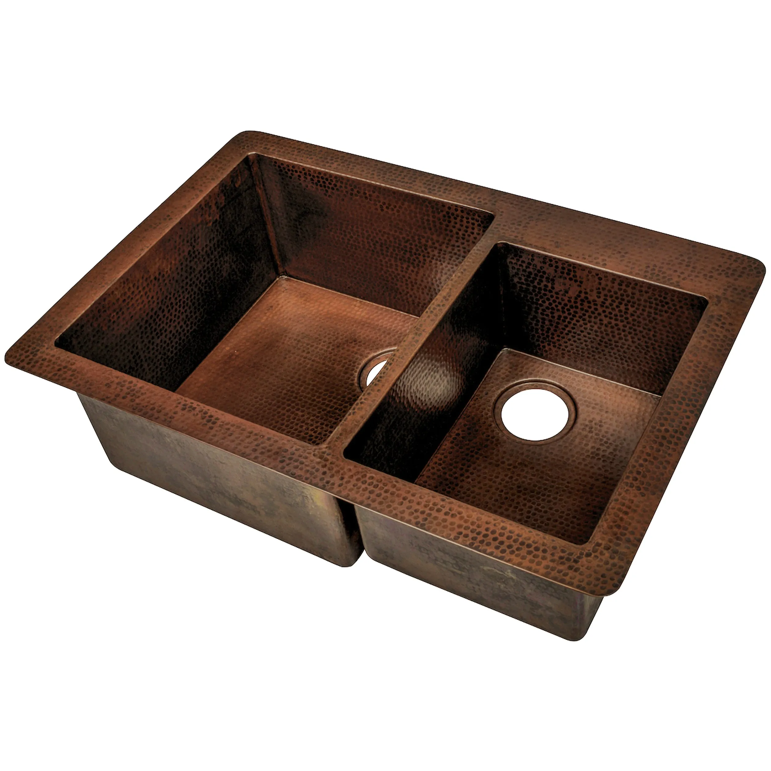 60/40 Split Copper Kitchen Sink, TCK-006AN