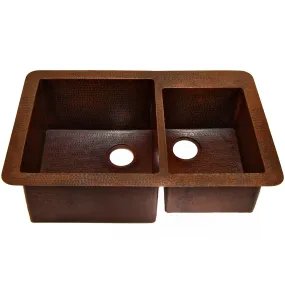 60/40 Split Copper Kitchen Sink, TCK-006AN