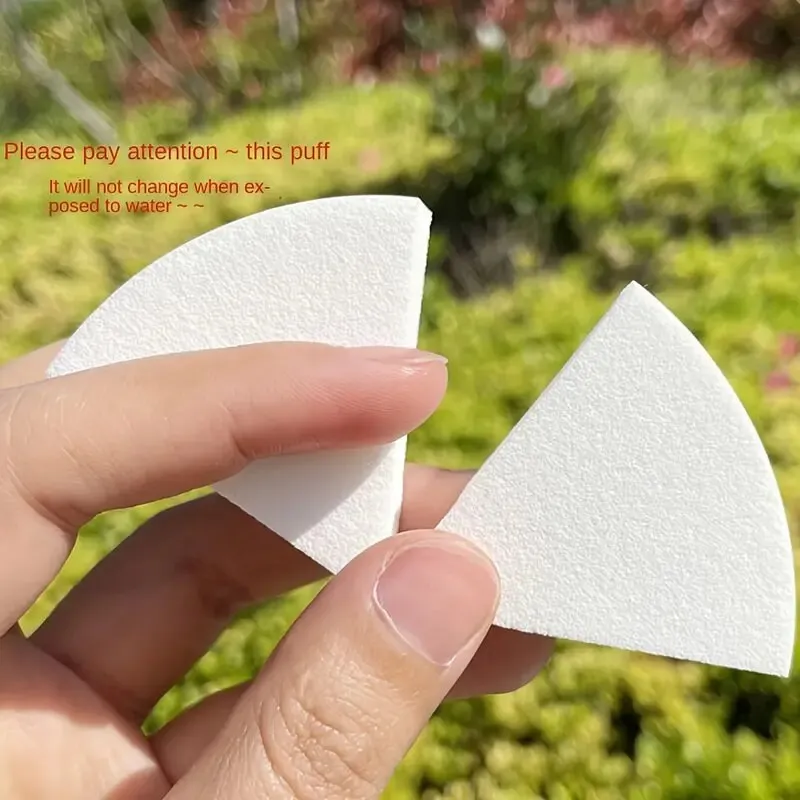 6pcs Triangle Powder Puff Curved Round Edge Leather Surface Makeup Sponges Dry And Wet Dual-use For Powder Foundation Cream