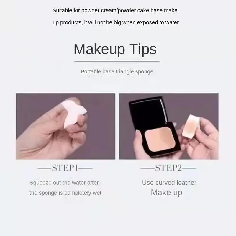 6pcs Triangle Powder Puff Curved Round Edge Leather Surface Makeup Sponges Dry And Wet Dual-use For Powder Foundation Cream