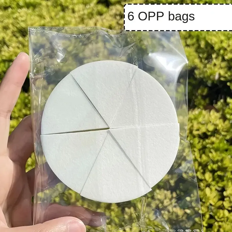 6pcs Triangle Powder Puff Curved Round Edge Leather Surface Makeup Sponges Dry And Wet Dual-use For Powder Foundation Cream