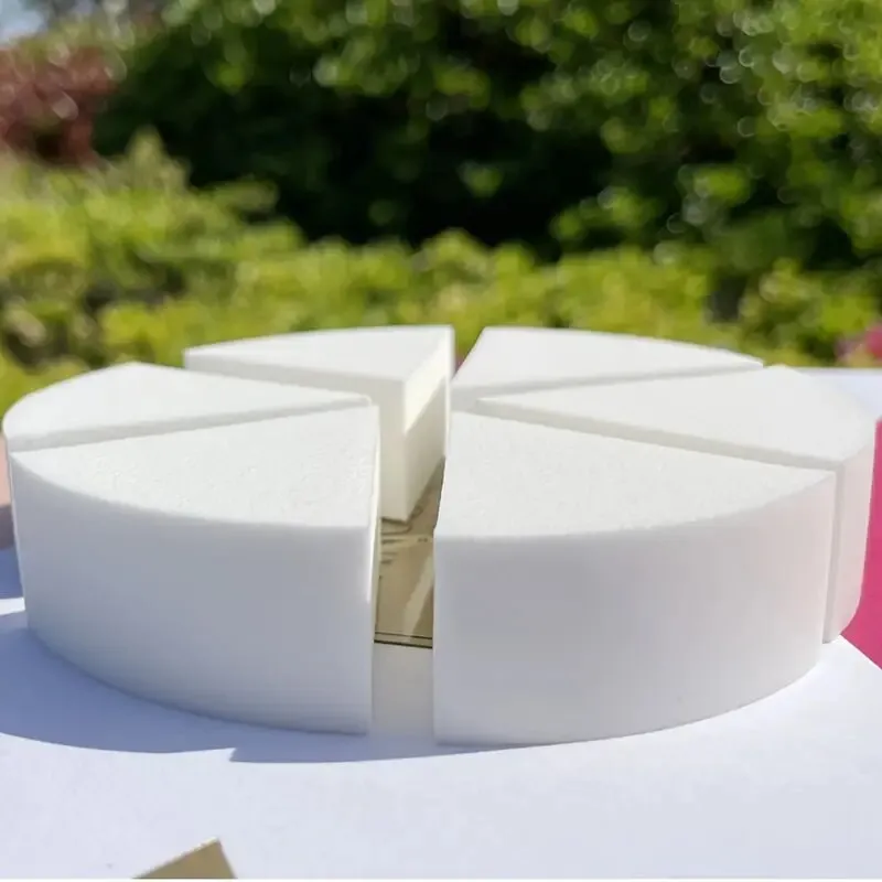 6pcs Triangle Powder Puff Curved Round Edge Leather Surface Makeup Sponges Dry And Wet Dual-use For Powder Foundation Cream