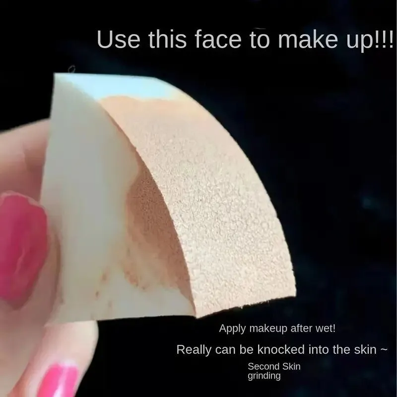 6pcs Triangle Powder Puff Curved Round Edge Leather Surface Makeup Sponges Dry And Wet Dual-use For Powder Foundation Cream