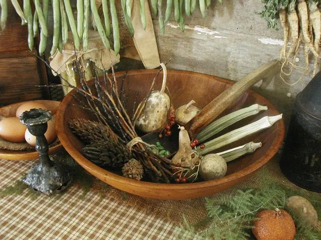 Antique Dough Bowl Primitive Spoon Notched End Fabulous with Surprise
