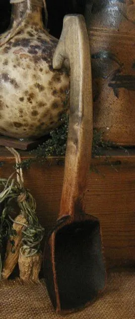Antique Dough Bowl Primitive Spoon Notched End Fabulous with Surprise