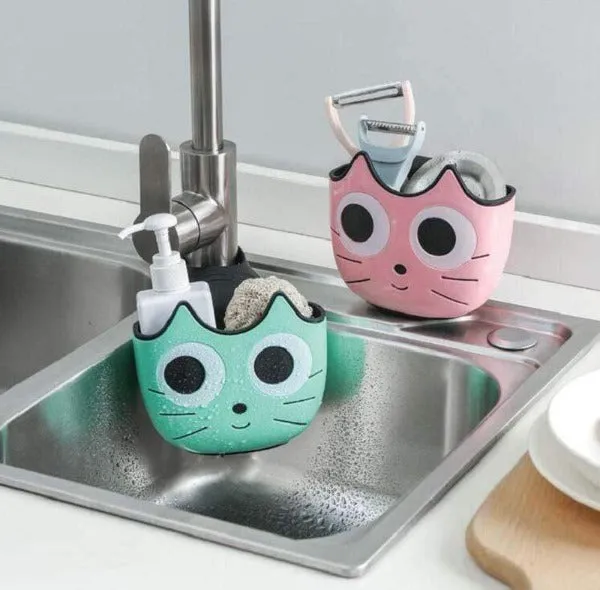 Cat Soap Sponge Sink Rack