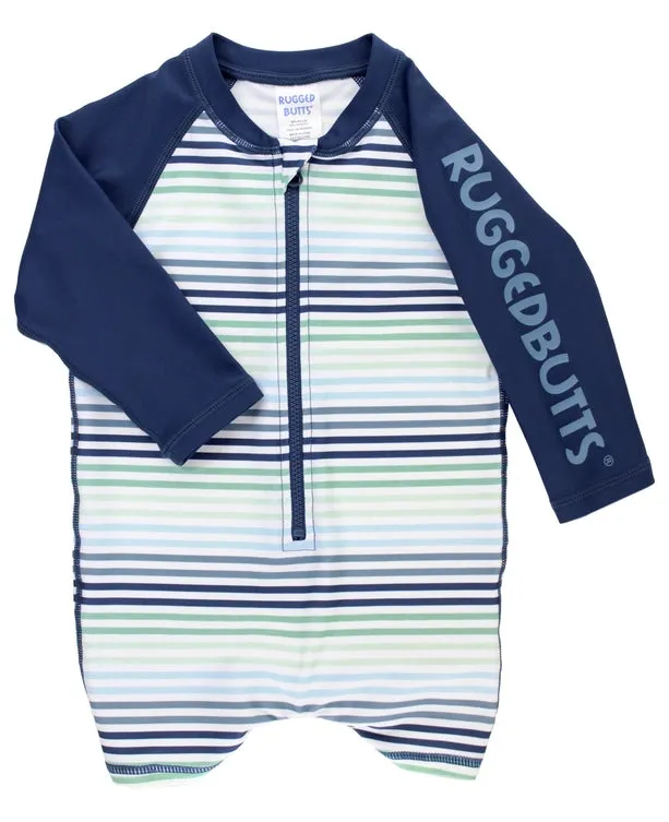 Coastal Stripes Boy's Long Sleeve Rash Guard Swim Suit