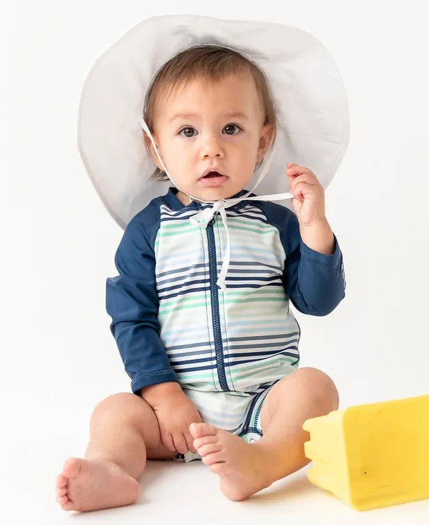 Coastal Stripes Boy's Long Sleeve Rash Guard Swim Suit