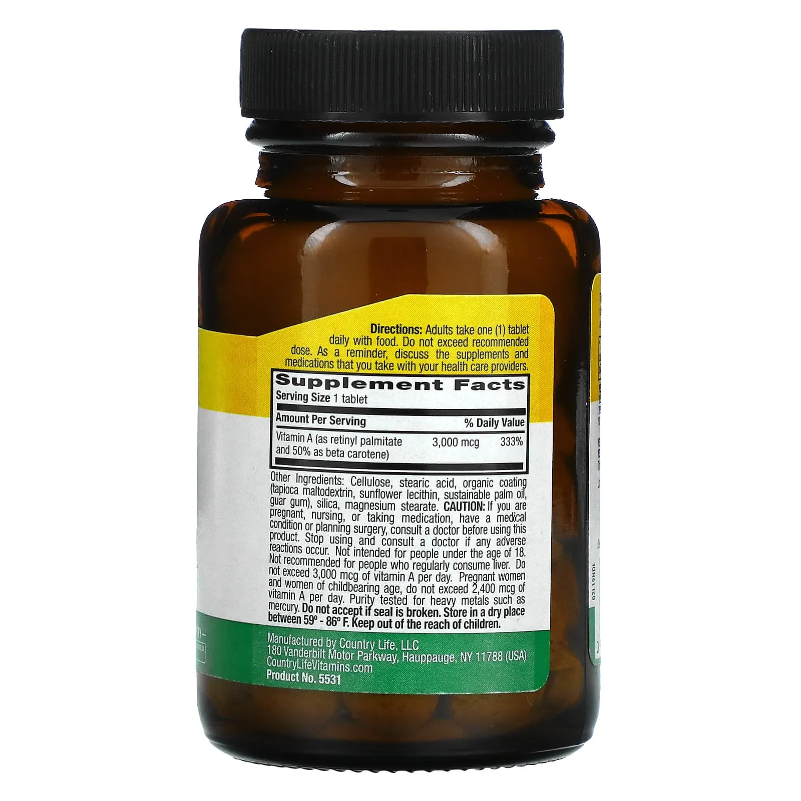 Country Life, VITAMIN A 10, 100 Tablets