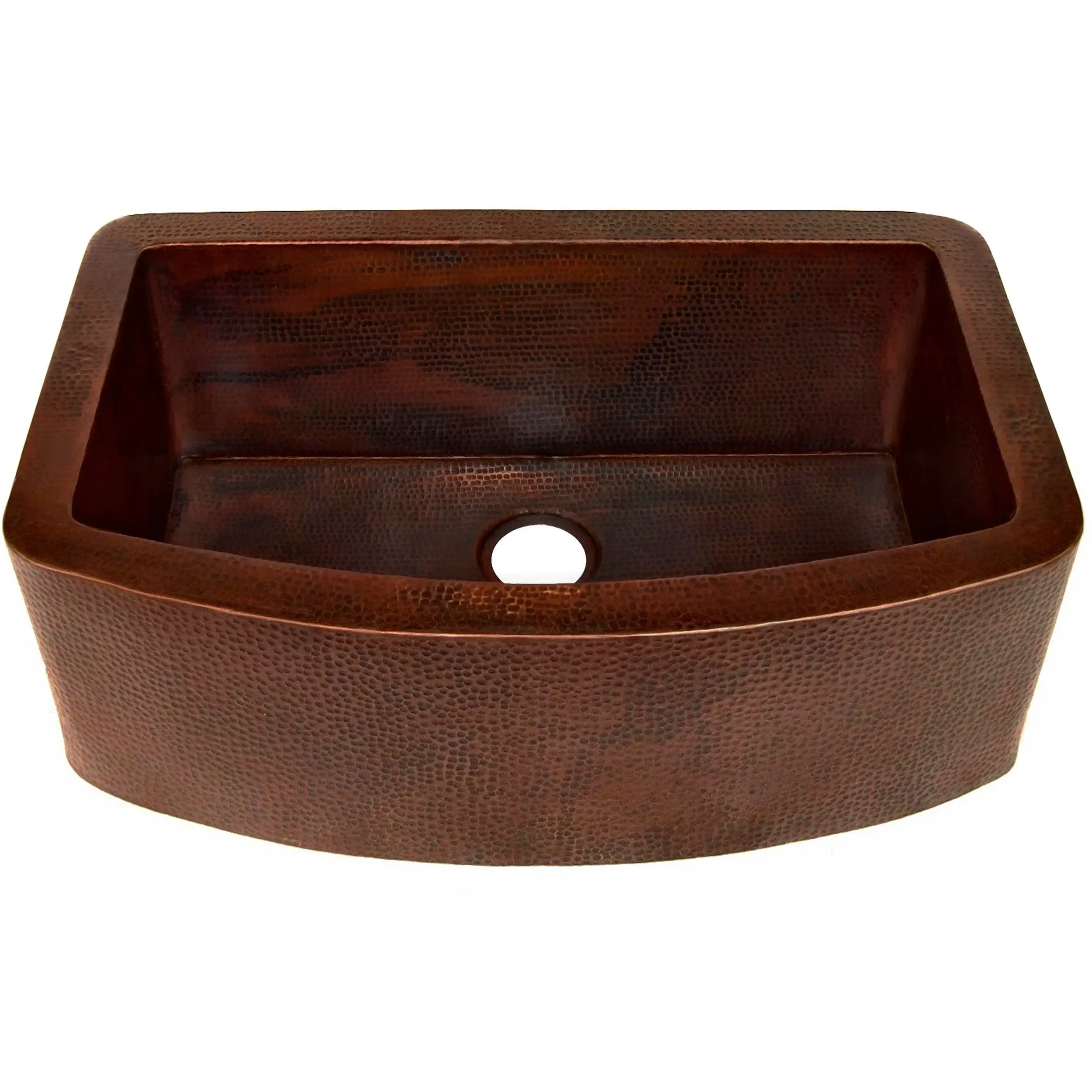 Curved Front Copper Kitchen Sink, TCK-008AN