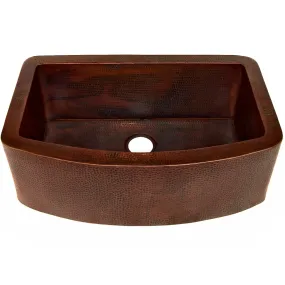 Curved Front Copper Kitchen Sink, TCK-008AN