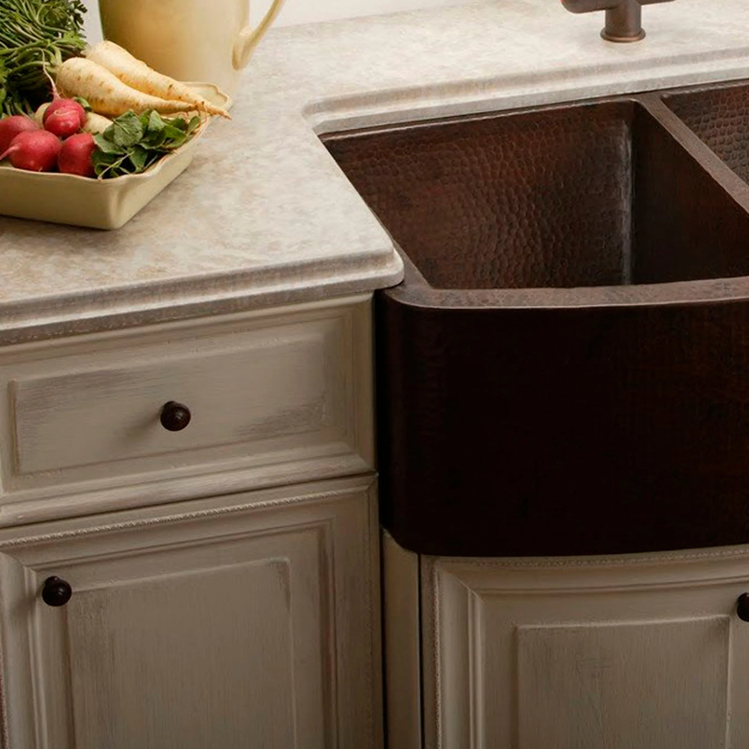 Double Bowl Copper Kitchen Sink, TCK-009AN