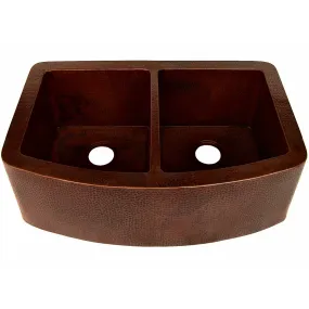 Double Bowl Copper Kitchen Sink, TCK-009AN