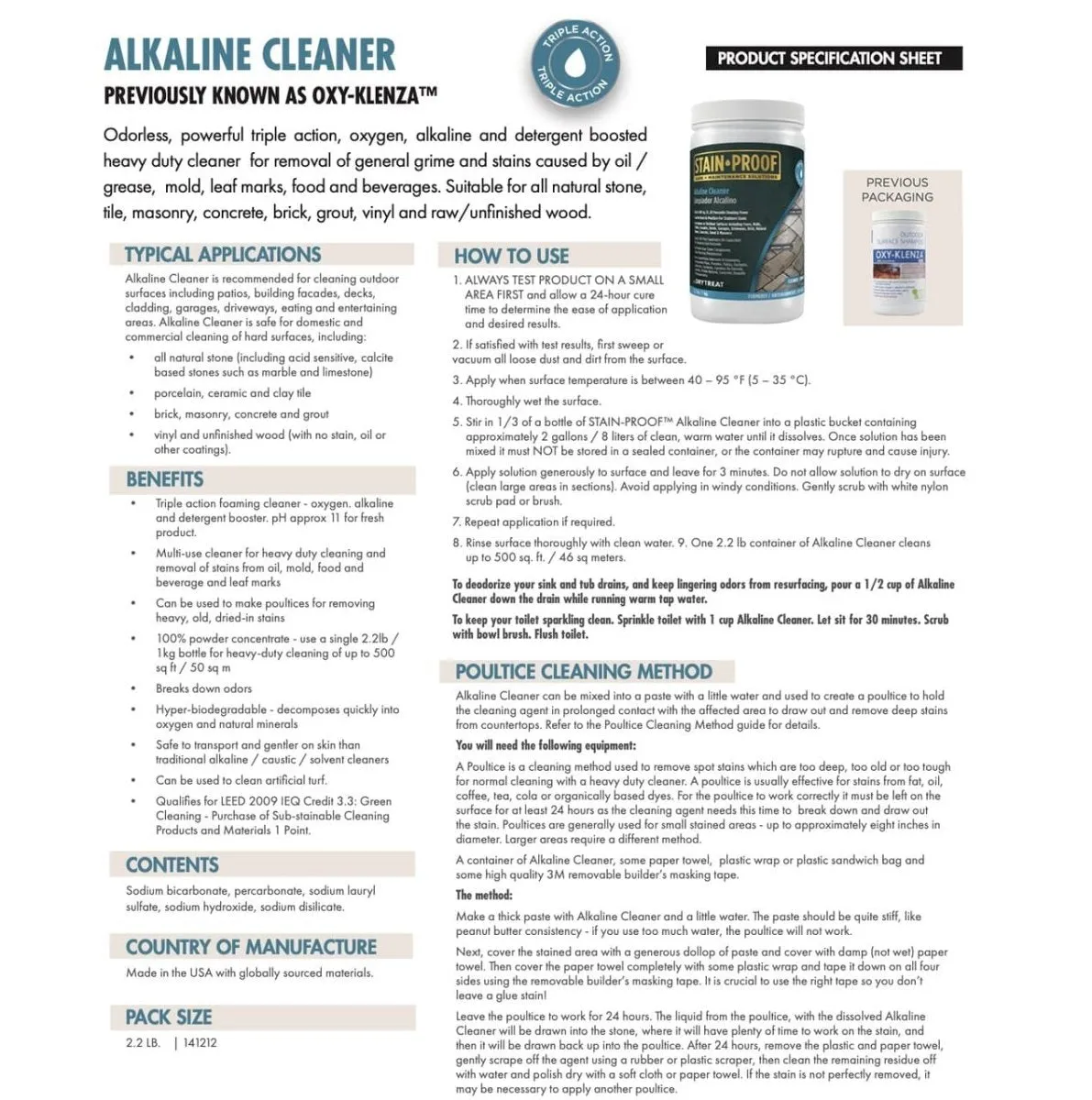 Dry Treat Alkaline Cleaner Triple Action Cleaner (Oxy-Klenza)