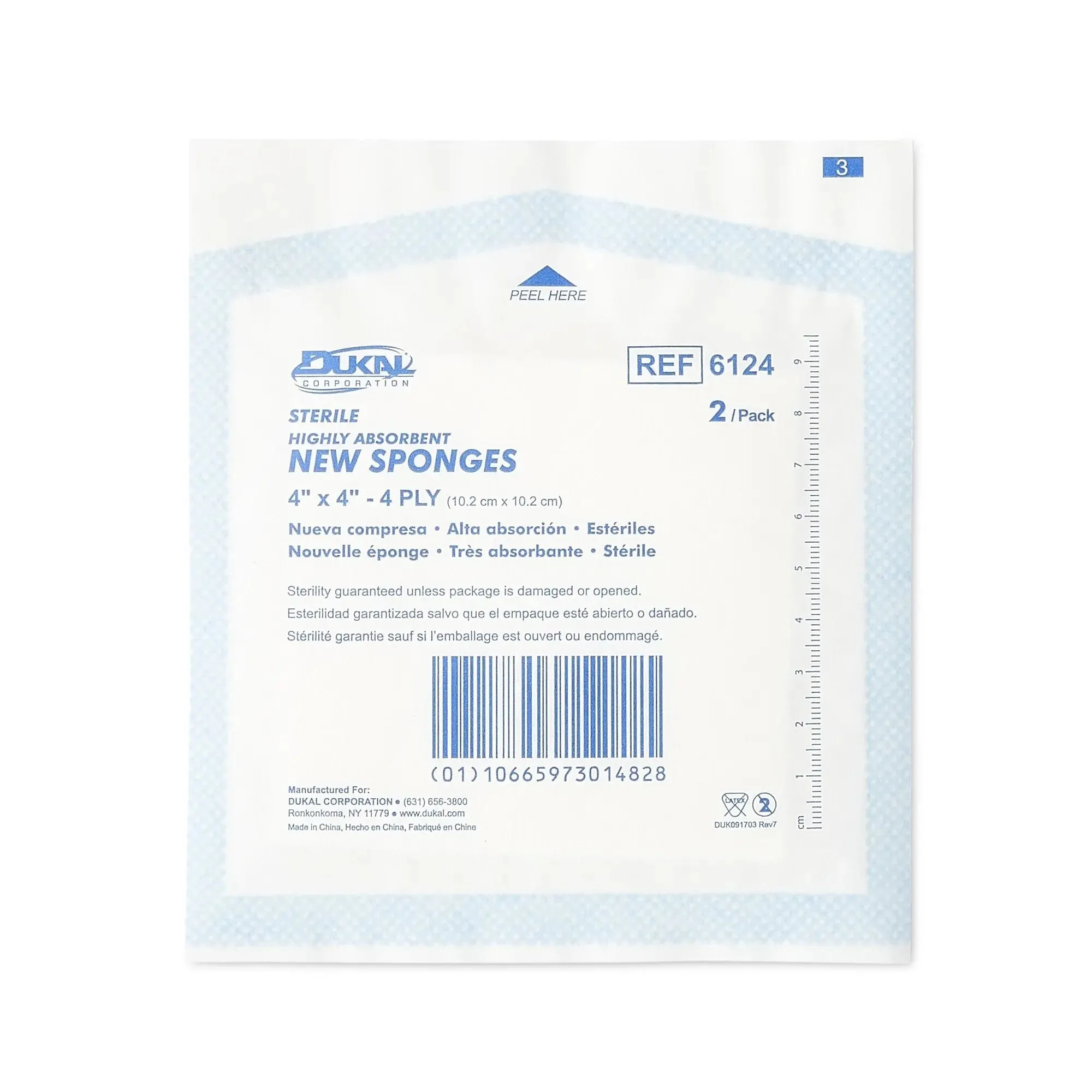 Dukal™ Sterile Nonwoven Sponge, 4 x 4 Inch, 4-Ply