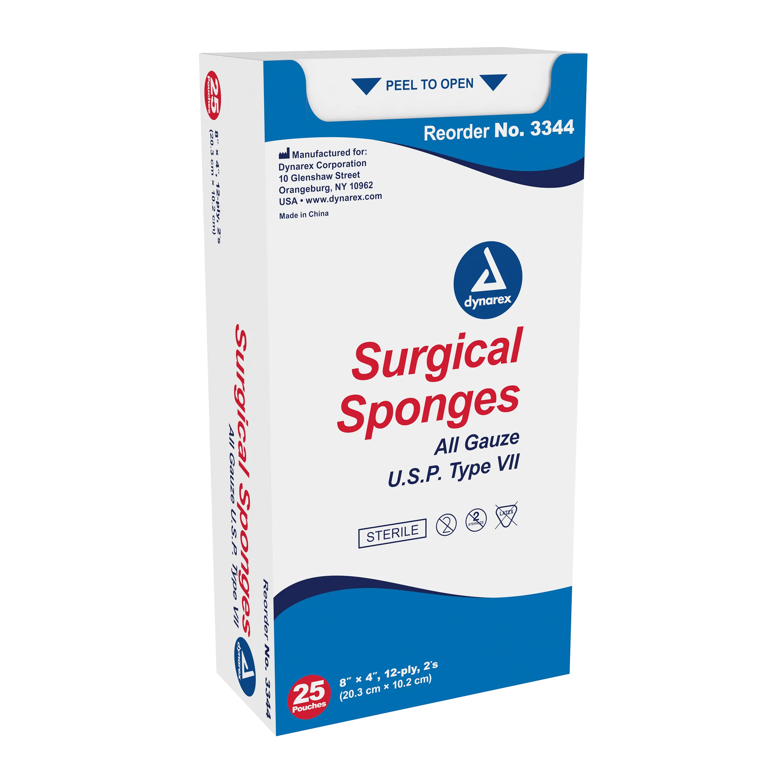 Dynarex - Surgical Gauze Sponge Sterile 2's 8"x 4" 12 Ply