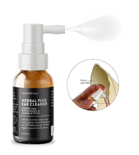 Essential Dog Herbal Ear Cleaner Spray (Witch Hazel, Finger Lime & Lemon Myrtle) For Dogs