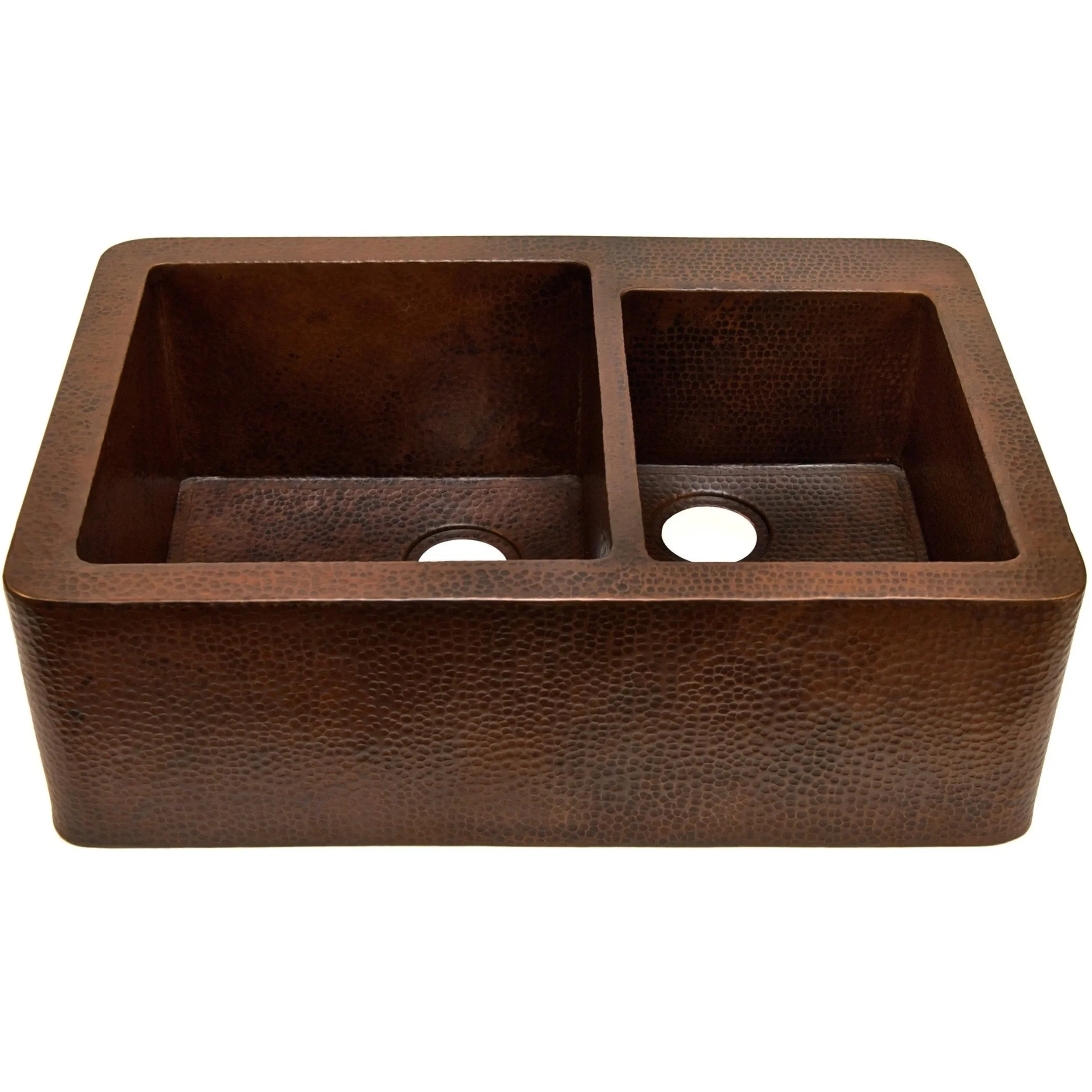 Farmhouse 60/40 Copper Kitchen Sink, TCK-005AN