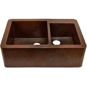 Farmhouse 60/40 Copper Kitchen Sink, TCK-005AN