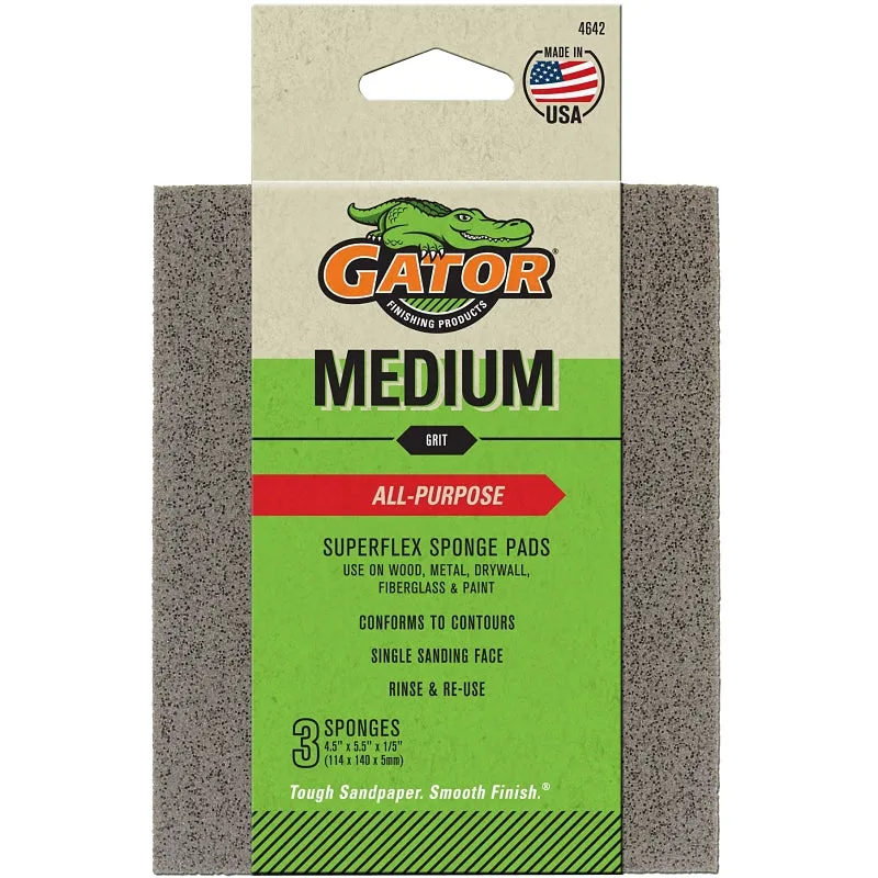 Gator 4642 Sanding Pad, 5-1/2 in L, 4-1/2 in W, 120 Grit, Fine, Aluminum Oxide Abrasive :PK  3: QUANTITY: 1