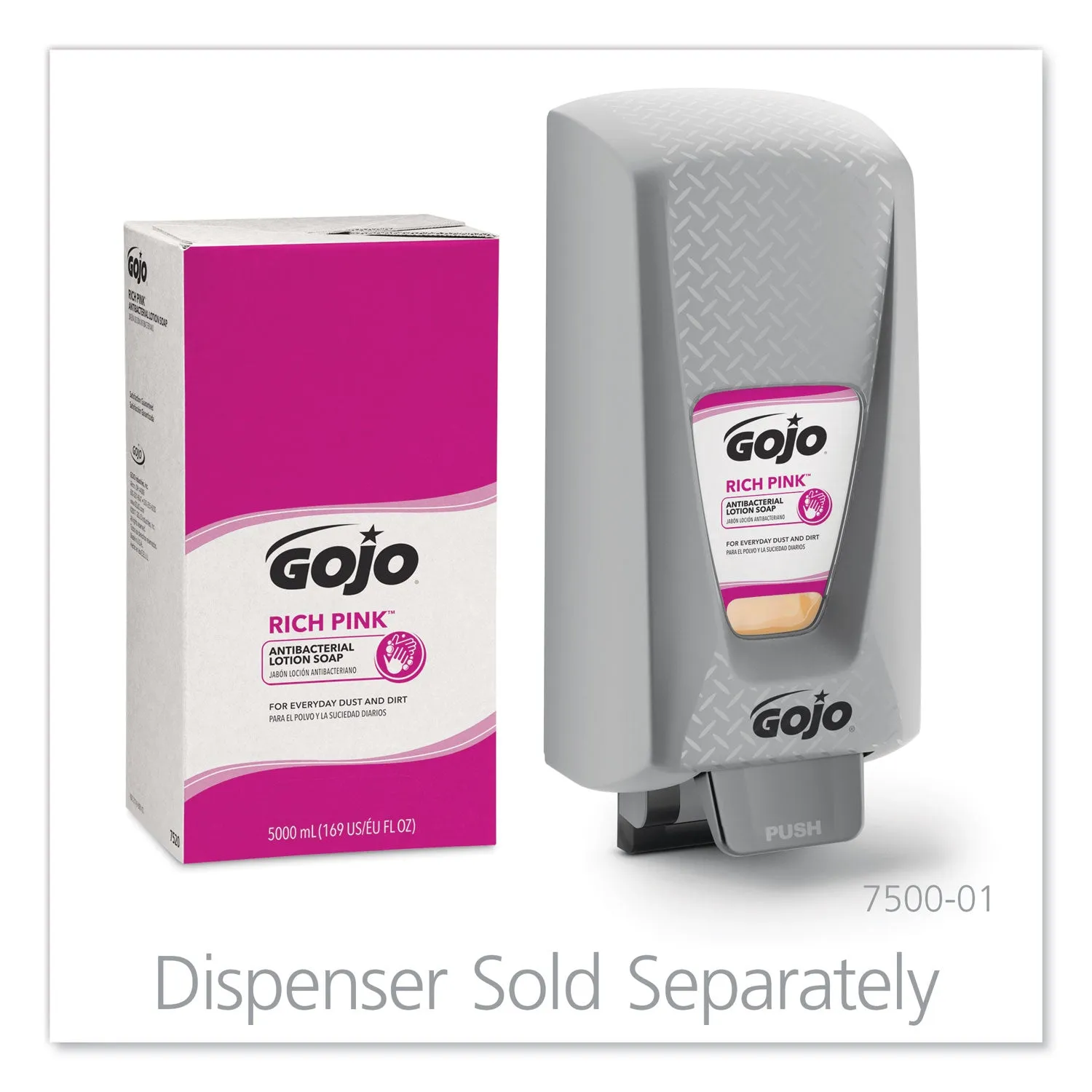GOJO Rich Pink Antibacterial Lotion Soap Refill, 5000 Ml, Floral Scent, Pink, 2/Carton - GOJ7520