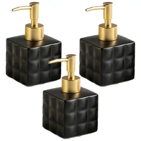 Heart Home Liquid Soap Dispenser | Handwash Soap Dispenser | Soap Dispenser for Wash Basin | Shampoo Dispenser Bottle | Bathroom Dispenser Bottle | 3 Piece | 220 ml | Black