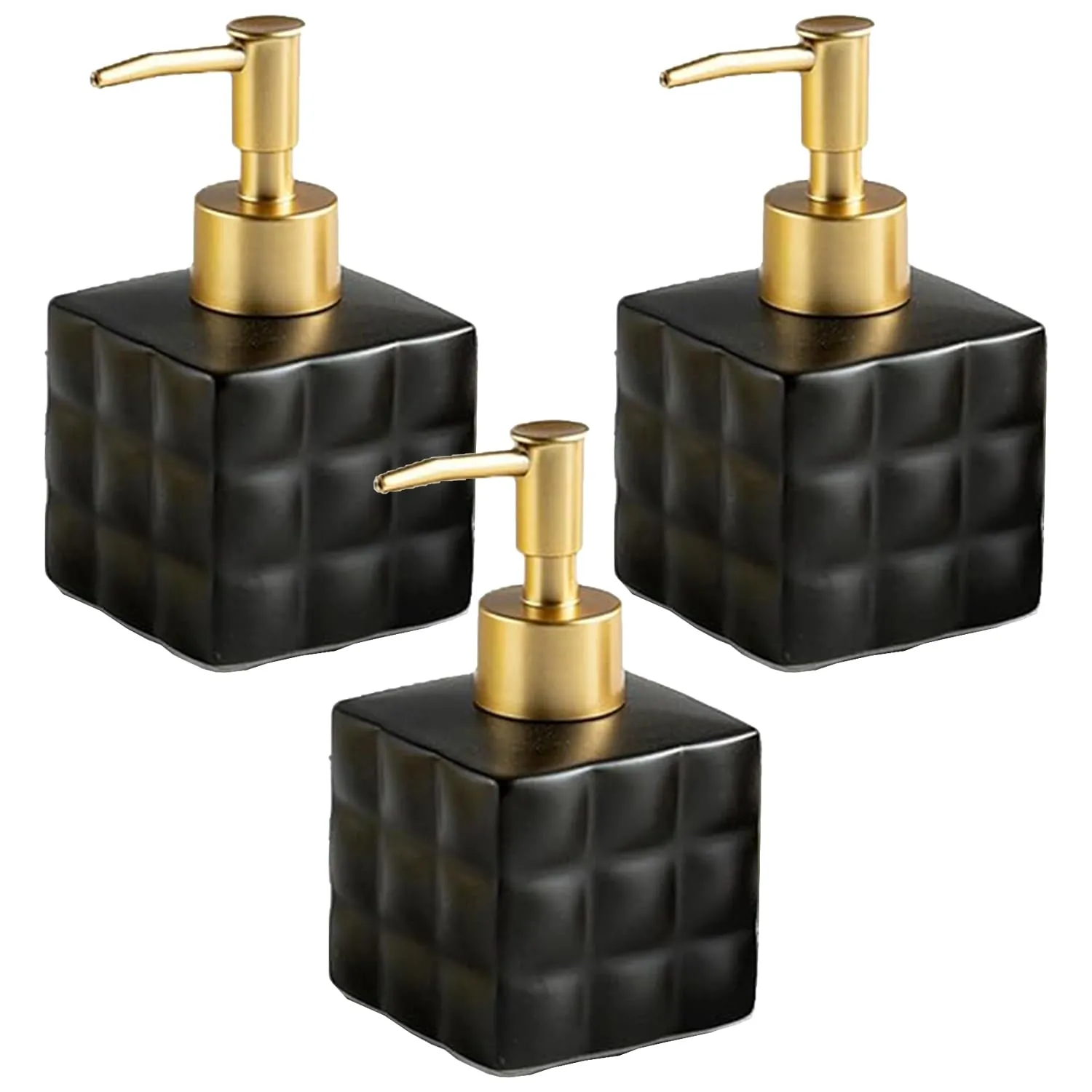 Heart Home Liquid Soap Dispenser | Handwash Soap Dispenser | Soap Dispenser for Wash Basin | Shampoo Dispenser Bottle | Bathroom Dispenser Bottle | 3 Piece | 220 ml | Black
