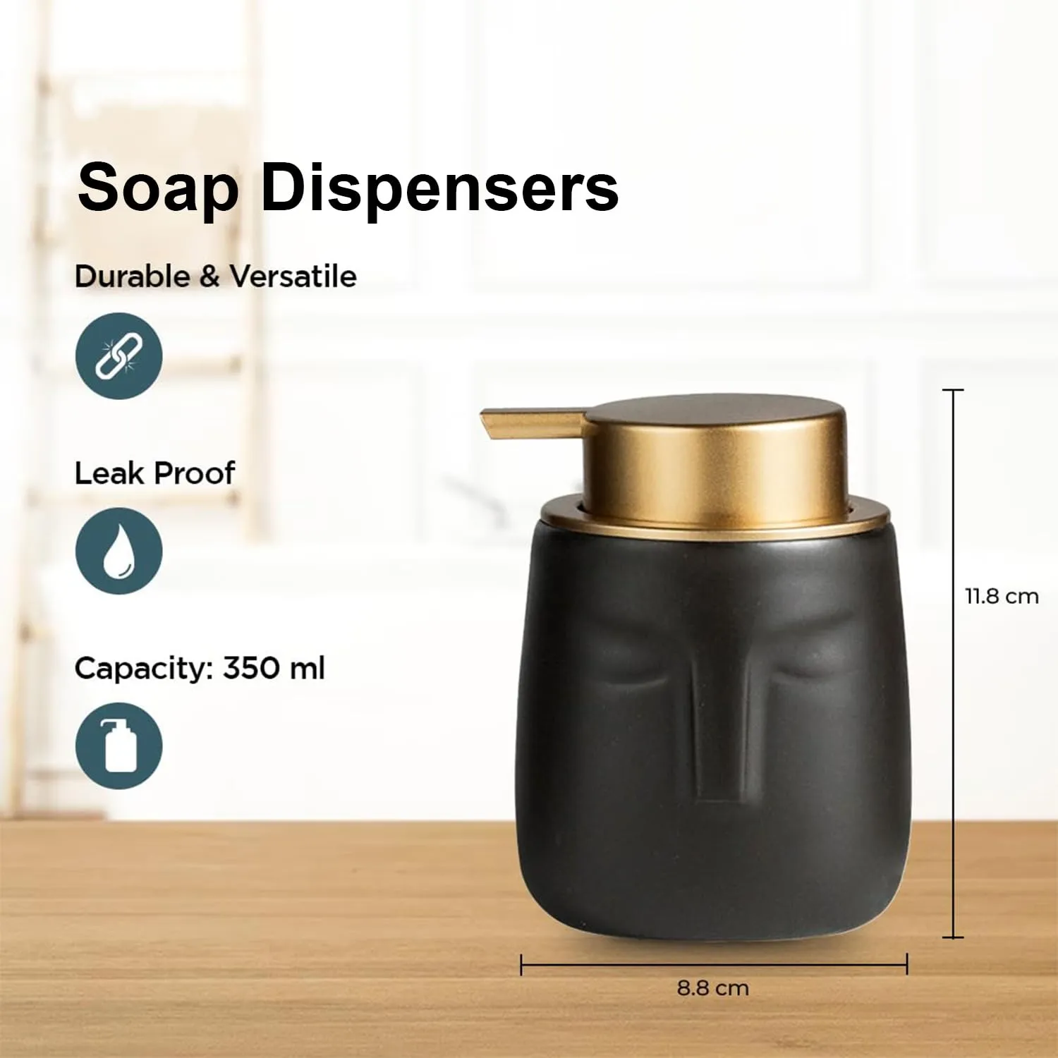 Heart Home Liquid Soap Dispenser | Handwash Soap Dispenser | Soap Dispenser for Wash Basin | Shampoo Dispenser Bottle | Bathroom Dispenser Bottle | ZX014GY | 350 ml | Gray