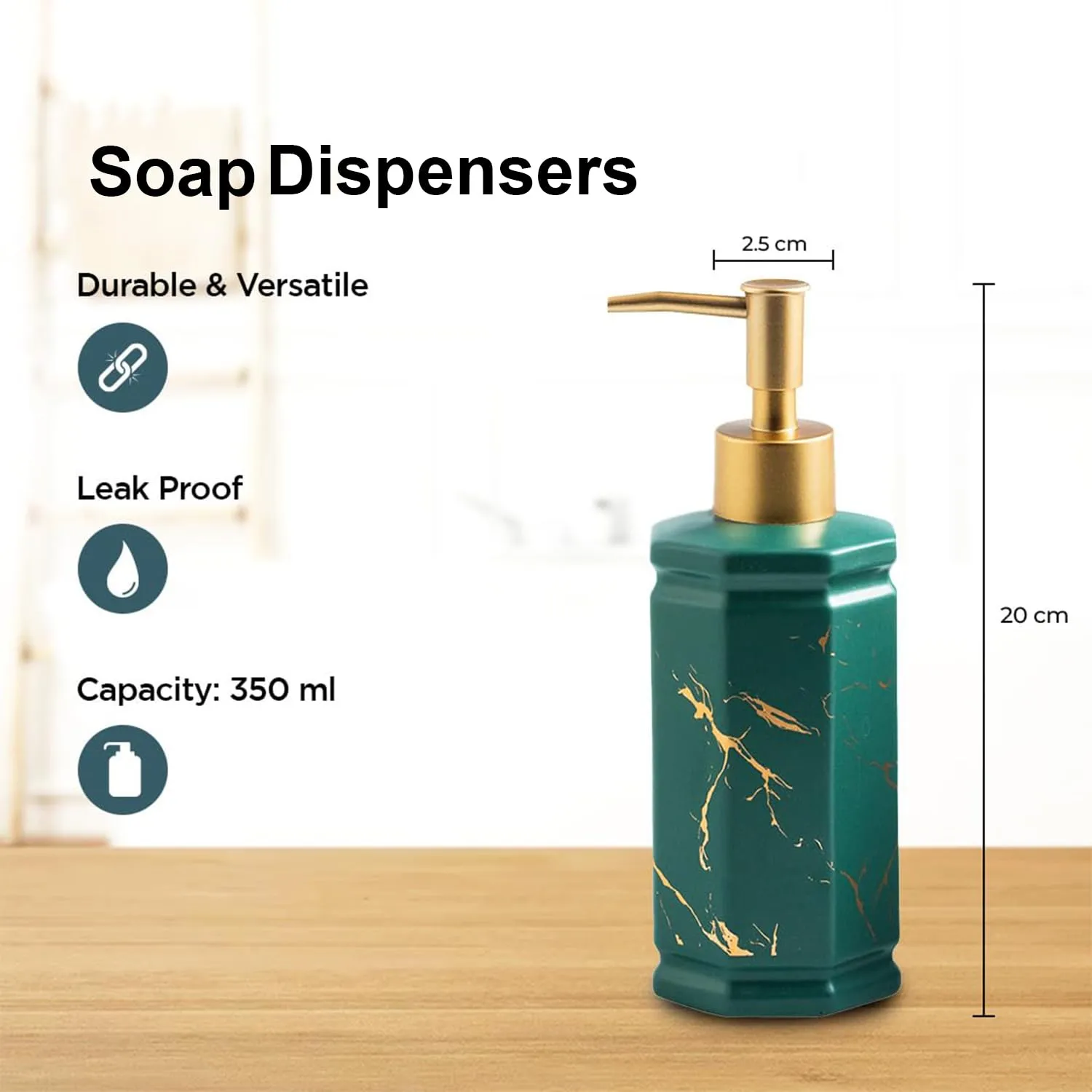 Homestic Liquid Soap Dispenser | Handwash Soap Dispenser | Soap Dispenser for Wash Basin | Shampoo Dispenser Bottle | Bathroom Dispenser Bottle | 350 ml | Black