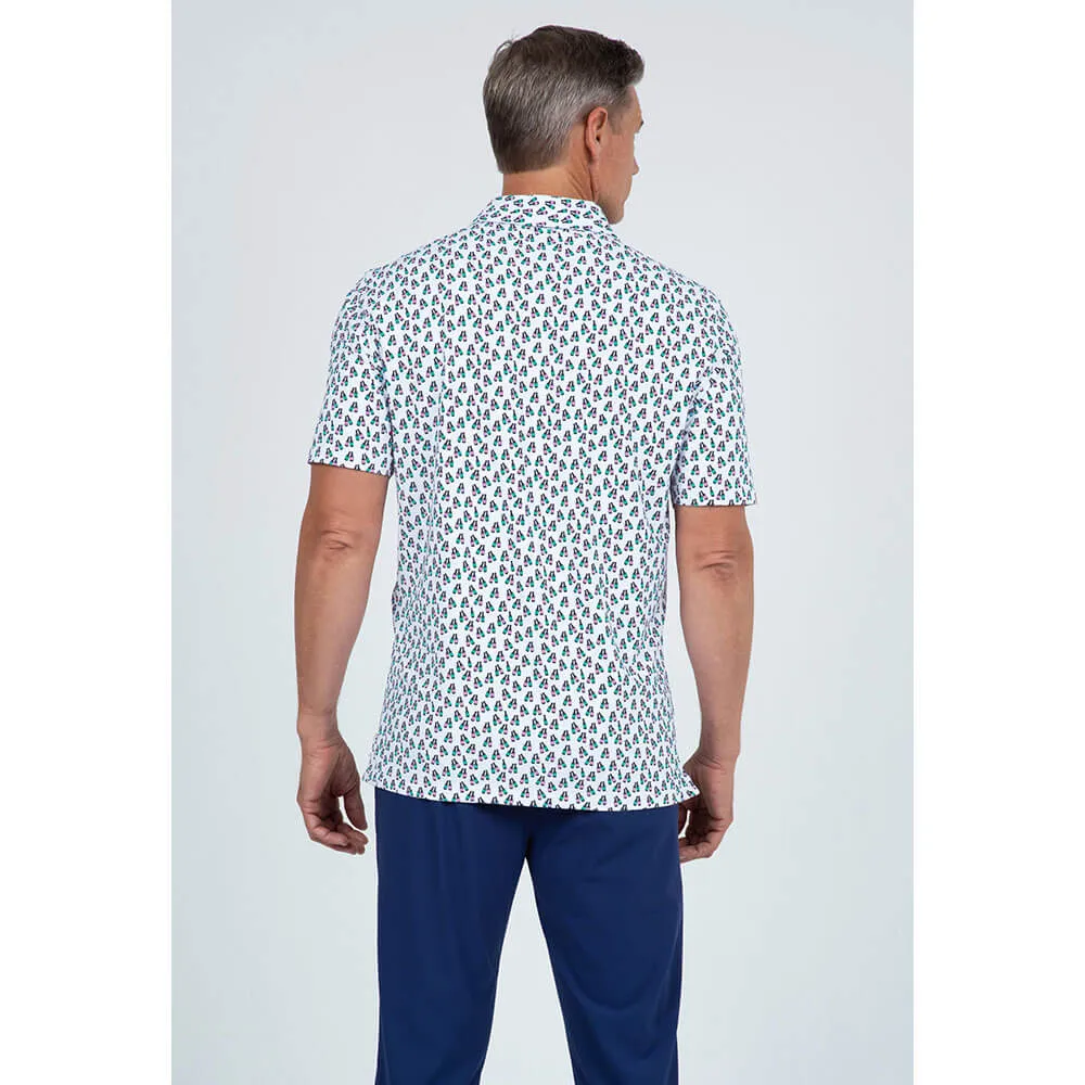 IBKUL Mens Cheers Polo Shirt - Charcoal/White/Mint/Light Pink