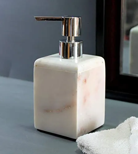 KLEO Soap/Lotion Dispenser - Made of Genuine Indian Marble - Luxury Bathroom Accessories Bath Set - White