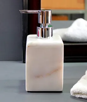 KLEO Soap/Lotion Dispenser - Made of Genuine Indian Marble - Luxury Bathroom Accessories Bath Set - White