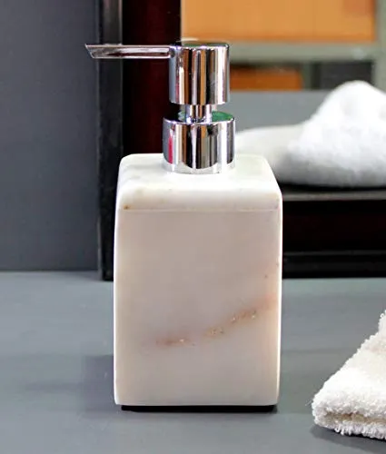 KLEO Soap/Lotion Dispenser - Made of Genuine Indian Marble - Luxury Bathroom Accessories Bath Set - White