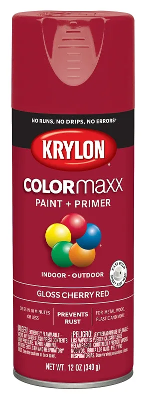 Krylon K05511007 Enamel Spray Paint, Gloss, Cherry Red, 12 oz, Can :CAN: QUANTITY: 1
