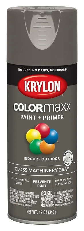 Krylon K05599007 Enamel Spray Paint, Gloss, Machinery Gray, 12 oz, Can :CAN: QUANTITY: 1