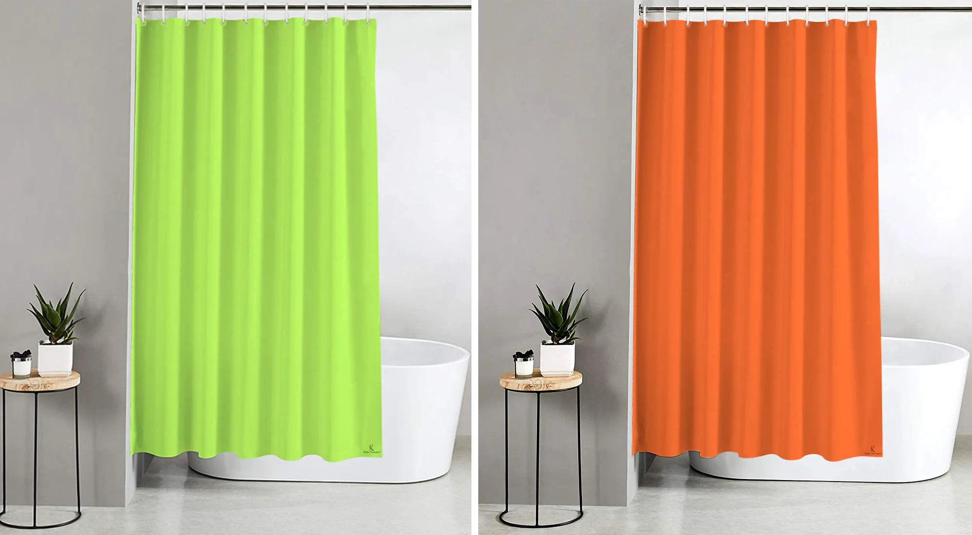 Kuber Industries 2 Pieces PEVA Shower Curtain Liner, Heavy Duty Plastic Shower Curtain with Hooks for Bathroom, Bathtub, 70" x 80", Green & Blue-KUBMART11562