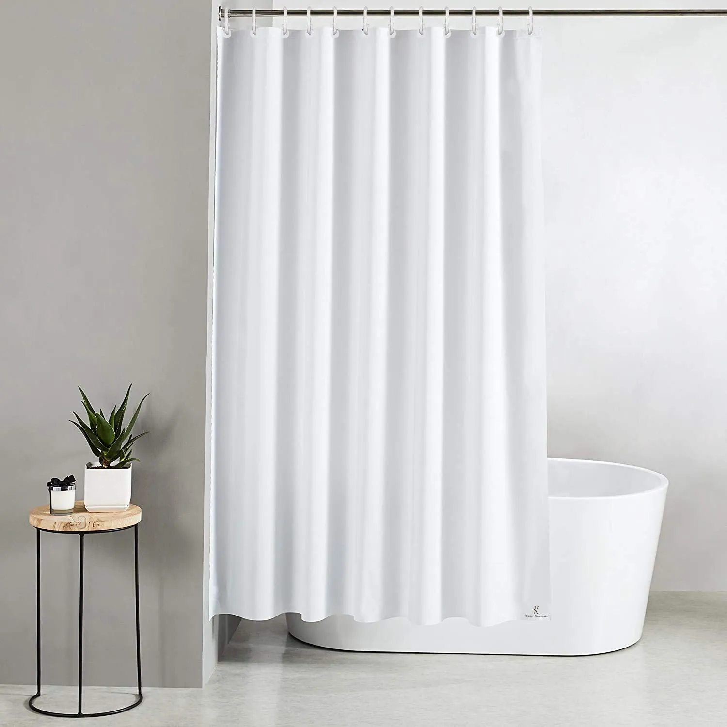 Kuber Industries 2 Pieces PEVA Shower Curtain Liner, Heavy Duty Plastic Shower Curtain with Hooks for Bathroom, Bathtub, 70" x 80", White-KUBMART11550