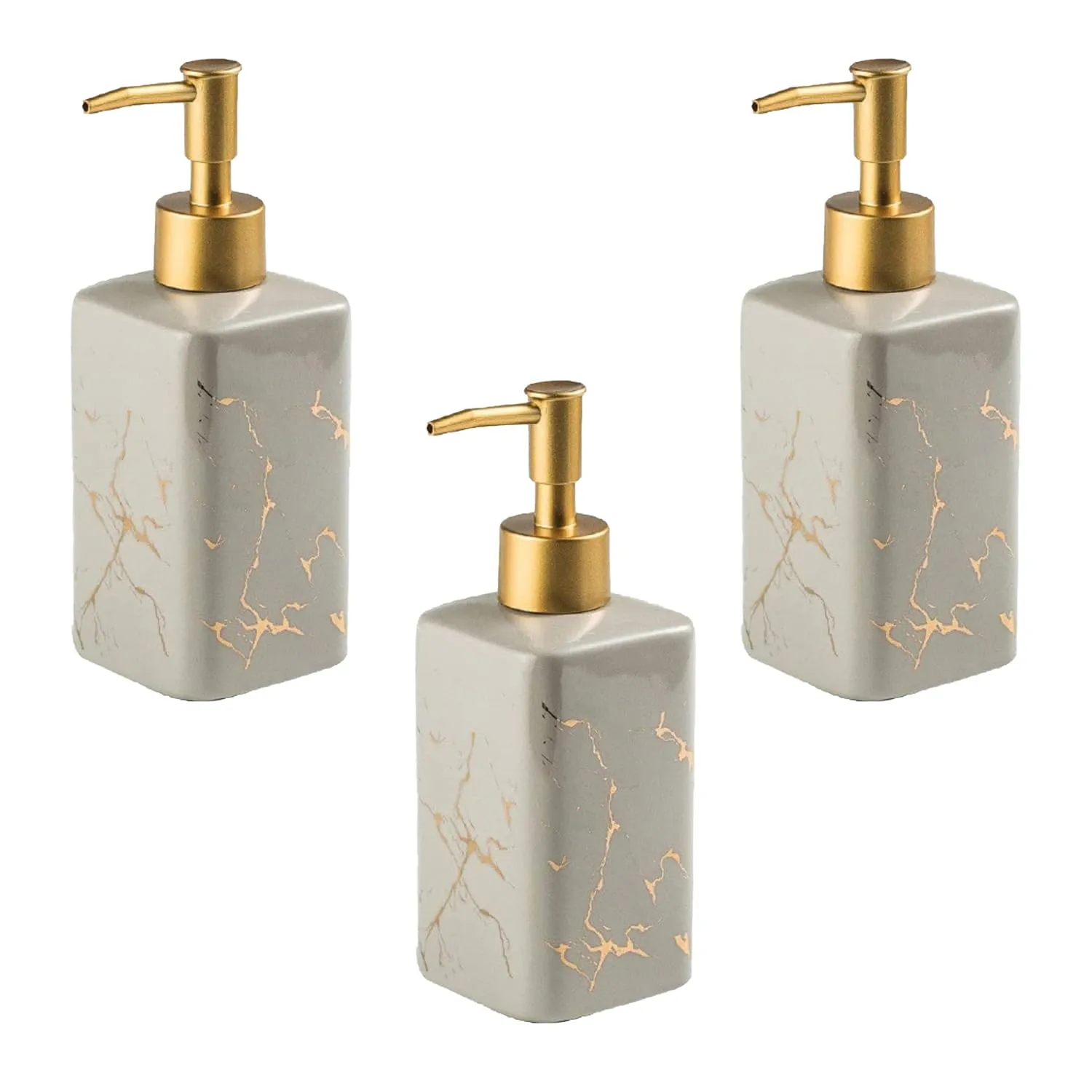 Kuber Industries Liquid Soap Dispenser | Handwash Soap Dispenser | Soap Dispenser for Wash Basin | Shampoo Dispenser Bottle | Bathroom Dispenser Bottle | 3 Piece | ZX032GY | 320 ml | Gray