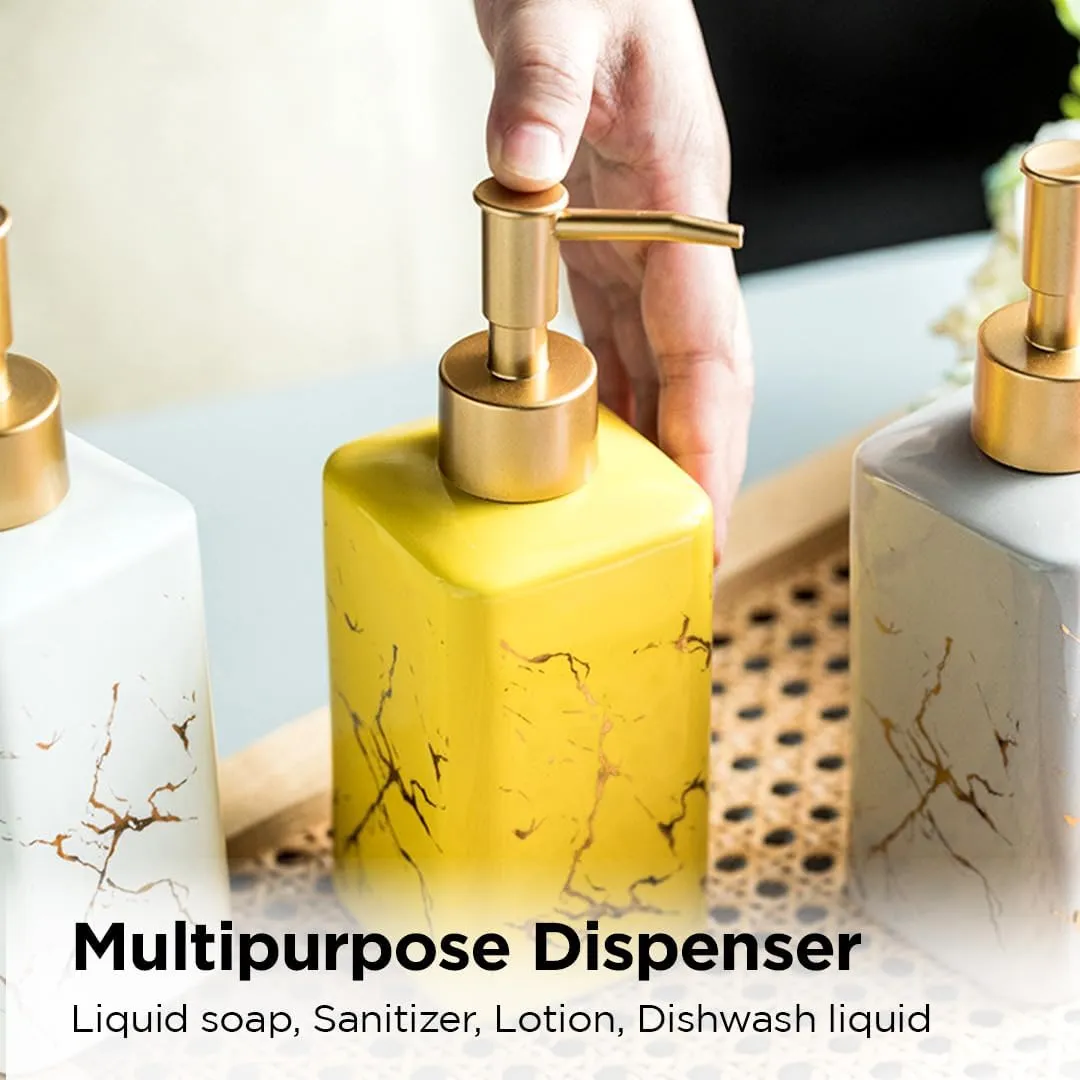 Kuber Industries Liquid Soap Dispenser | Handwash Soap Dispenser | Soap Dispenser for Wash Basin | Shampoo Dispenser Bottle | Bathroom Dispenser Bottle | 3 Piece | ZX032GY | 320 ml | Gray
